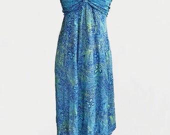 Womens Hawaiian Tropical Blue Green Floral Sundress XS Blue Ginger, Tropical Beach or Pool Wrap