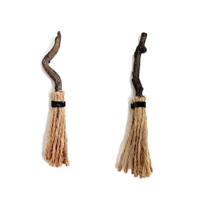 Dollhouse Miniature Halloween Witches Broom 2 Options, Haunted House Decor, Halloween Decoration, Holiday Accessories, Diorama, Fairy Garden