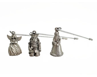 Vintage Rawcliffe Pewter Candle Snuffer Options: Fairy, Nutcracker, Santa 1998 Flame Extinguisher 9", Silver Candle Snuffer