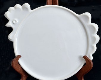 Vintage Ceramic White Hen Chicken Plate Platter Tray - 11" European WAECHTERSBACH, Ceramic Chicken Platter W Germany