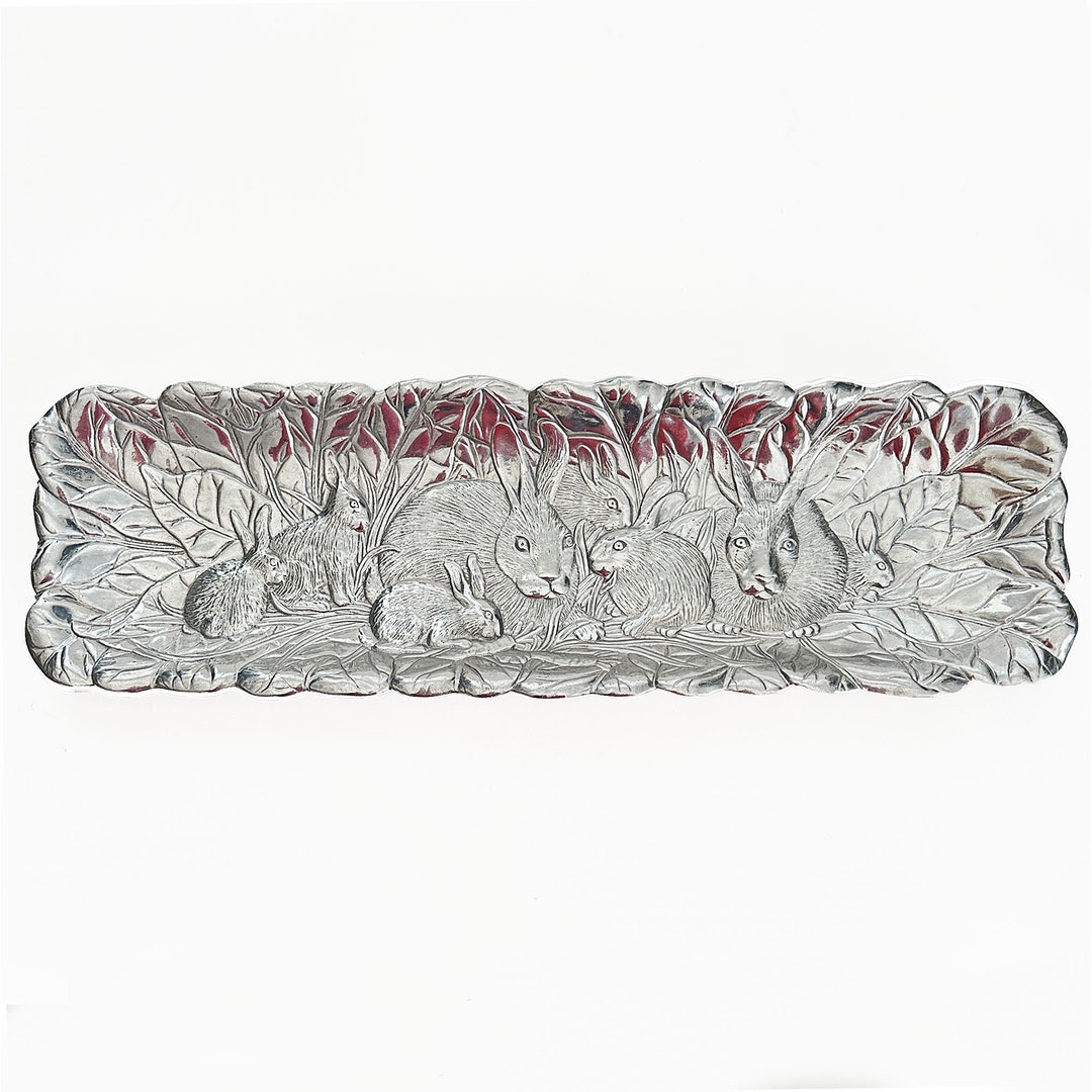 Arthur Court Bunny Rabbit Metal Rectangular Platter Dated 1990 - Etsy