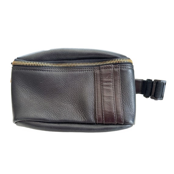Clava Black Racer Leather Waist Fanny Pack Black Travel Bag Fanny Pack
