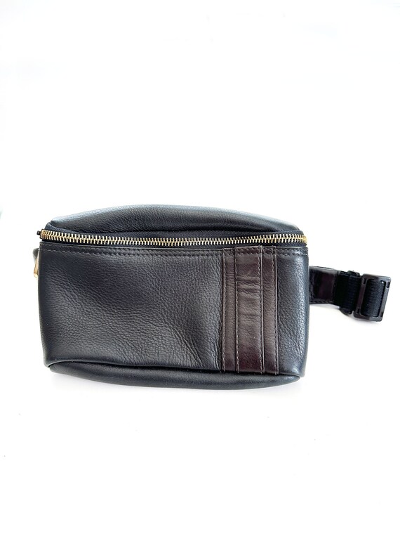 Clava Black Racer Leather Waist Fanny Pack, Black… - image 2