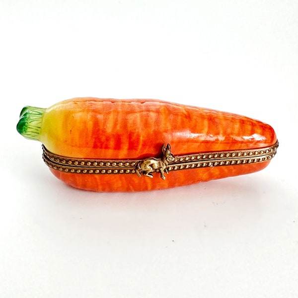 Limoges France Carrot Trinket Box Peint Main Signed GV, Collectible Limoges  France Original Box