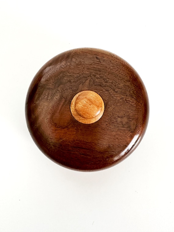 Small Hand Turned Wood Covered Valet Trinket Box,… - image 5