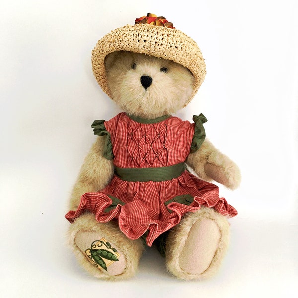 Boyds Bears Plush April Mae McVeggie Girl Straw Hat | Plush Boyd Bear Jointed Stuffed Brown Bear | The Boyds Collection LTD