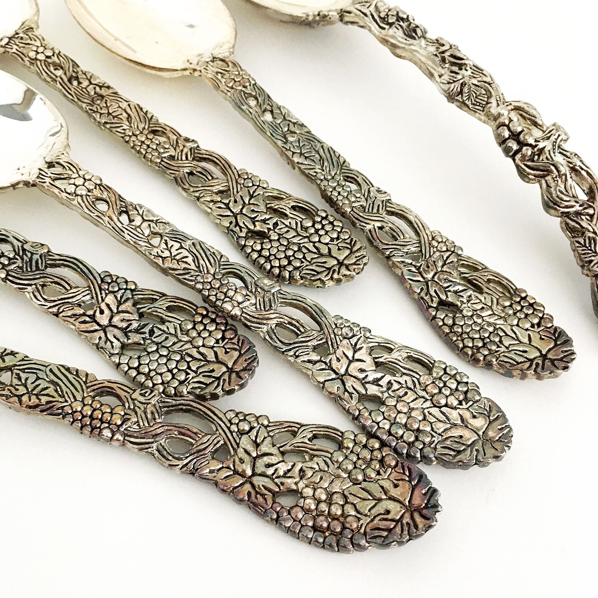 Antique Godinger Large Serving Spoon Vineyard Pattern Etsy