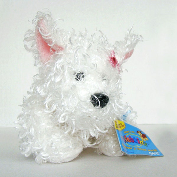 Webkinz WHITE TERRIER Plush HM106 ~ Retired Ganz [SEALED CoDE]