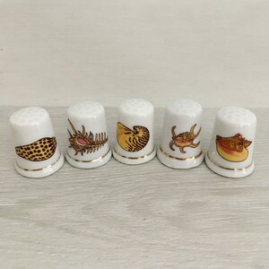 Seashell Sewing Thimble Set of Porcelain Made in Taiwan Republic of China