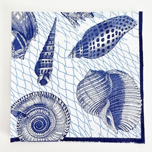 Decoupage Napkins [3] Beach Blue Seashells Cocktail Paper Napkins Craft Supply