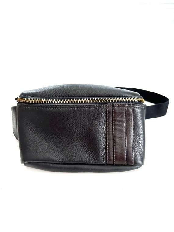 Clava Black Racer Leather Waist Fanny Pack, Black… - image 3