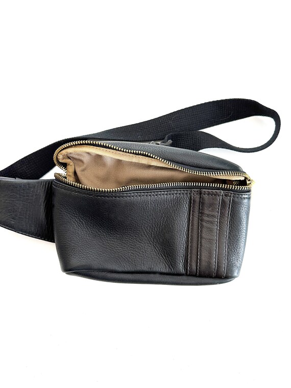 Clava Black Racer Leather Waist Fanny Pack, Black… - image 9