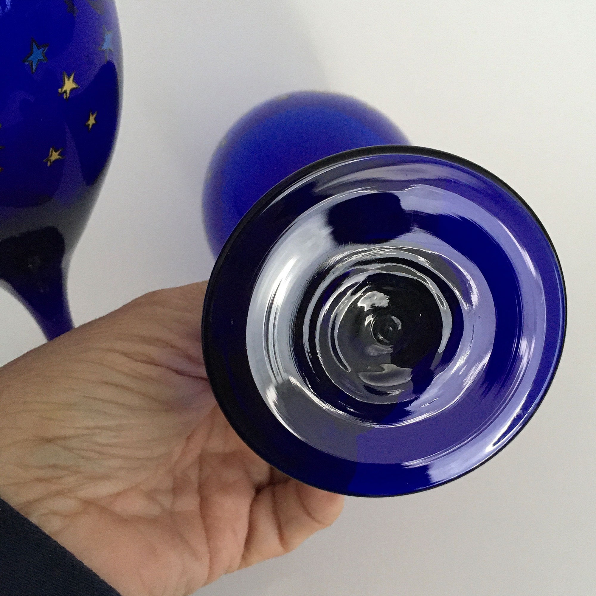 Vintage Libbey Celestial Wine Glasses Sun and Moon Cobalt Blue Etsy