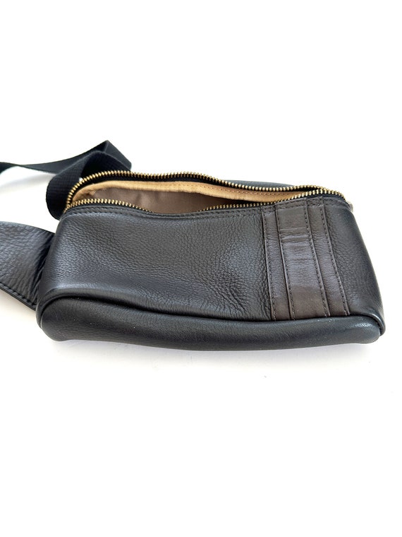 Clava Black Racer Leather Waist Fanny Pack, Black… - image 8