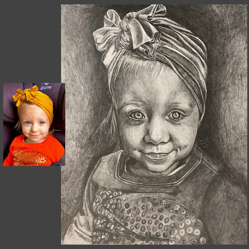 Child or Adult Portrait Sketch Personalized Pencil Drawing Custom Portrait Drawing