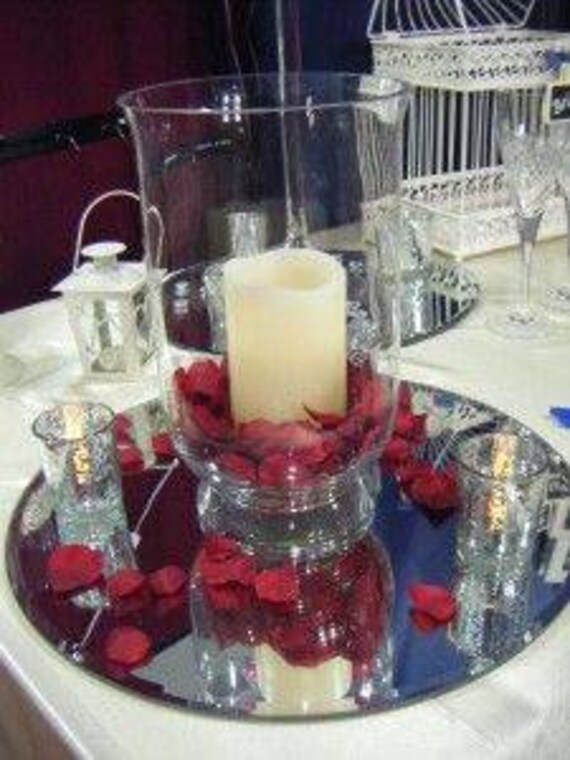 Elegant centerpiece with candle and rose petals Etsy