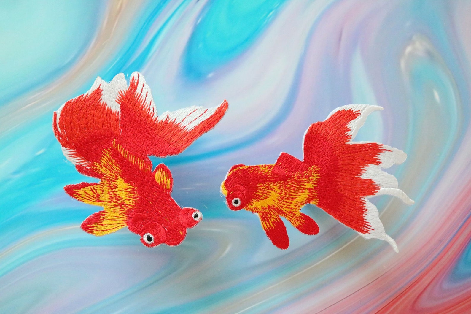Goldfish Iron on Patch Goldfish 2PCS Applique A Pair of Etsy