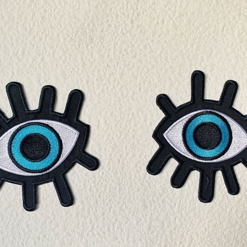 Eye Patch 2pk Big BLUE Eye Eyelash Evil Eye Embroidery Etsy