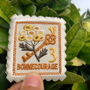 France Stamps Iron On Patch, 2 Inch Embroidered Applique, Custom Patch, Vintage Patch, Patch Applique, France Patch,Patch for bags,Purse,DIY image 3