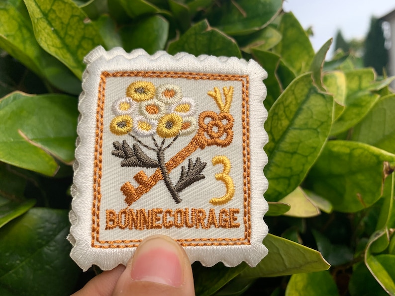 France Stamps Iron On Patch, 2 Inch Embroidered Applique, Custom Patch, Vintage Patch, Patch Applique, France Patch,Patch for bags,Purse,DIY image 3