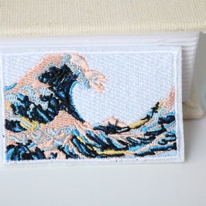 Sea Wave Patch Iron On Patch,Japanese Embroidery Patch The Great Wave off Applique Patches, Cool Patches, Embroidered Sea Waves, Sea