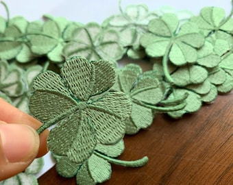Four-leaf clover Patch, Patch For Face Mask,1.7 Inch, Iron On Patch, Lucky Clover Patch, Embroidery Applique, Sew On Patch,  Mini Clover