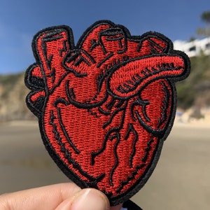 Anatomy Heart Iron On Patch, 3.5 Inch Heart,Patch Heart,Embroidery Patch,Sew On Patch, Funky Patch,Cool Patches,Hippy， X-Ray