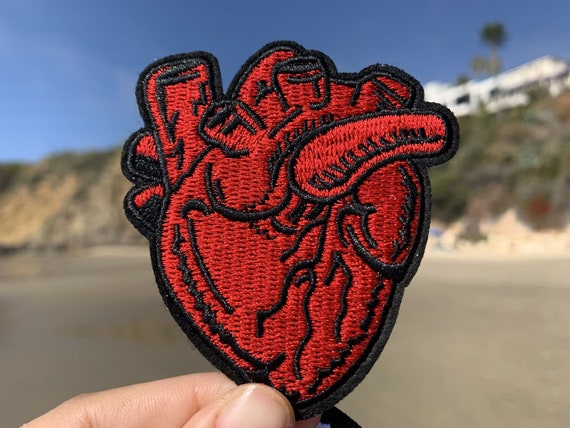 Realistic Human Heart Multi-Color Embroidered Iron-On Patch Applique