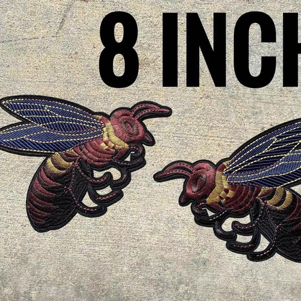 Huge Patch For Denim, Jacket,Sweatershirt,Wasp Patch,8 Inch,Giant Wasp,Iron On Patch,Wasp patch Embroidery Sew On Applique,Wasp big size