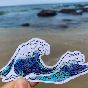 Patch Sea Wave Patch Iron on Patch Blueembroidered Patch - Etsy
