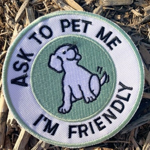 Patch For Dog clothes, Cute, 3 Inch, Ask to Pet Me, Iron On,Patch For Dog's Shirt, Hoodi, Embroidery Sew On Patch, Patch for Dog's Shirt,