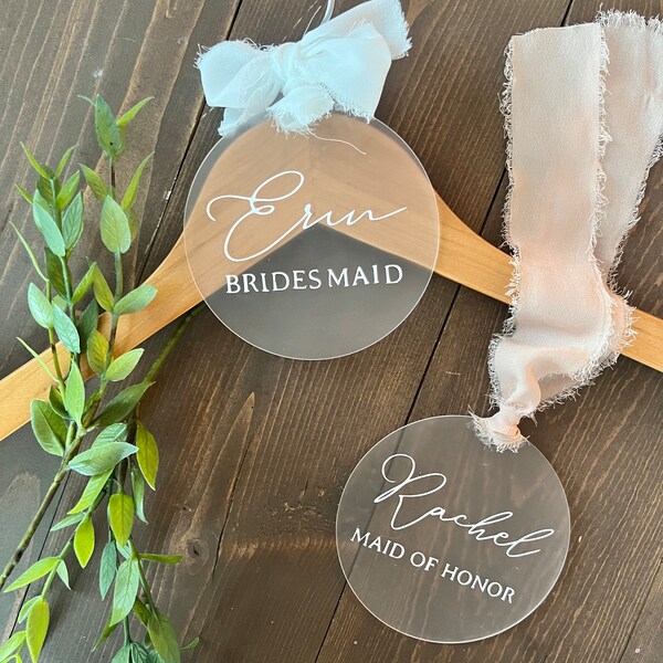 Acrylic Hanger Tags | Bridal Gifts | Bridal Party Signs | Name Sign | Custom Acrylic Signs | Clear Painted Signs | Acrylic Hangers | Brides