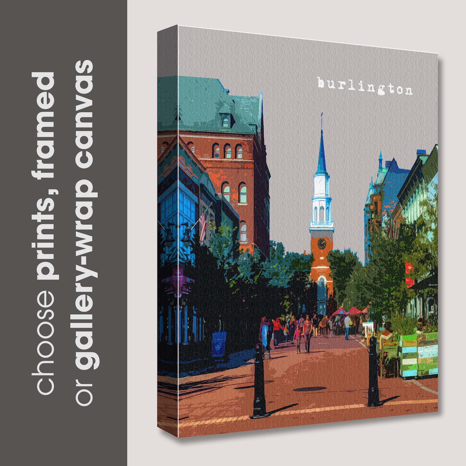 Burlington VT City Wall Art Minimalist Home Decor Etsy
