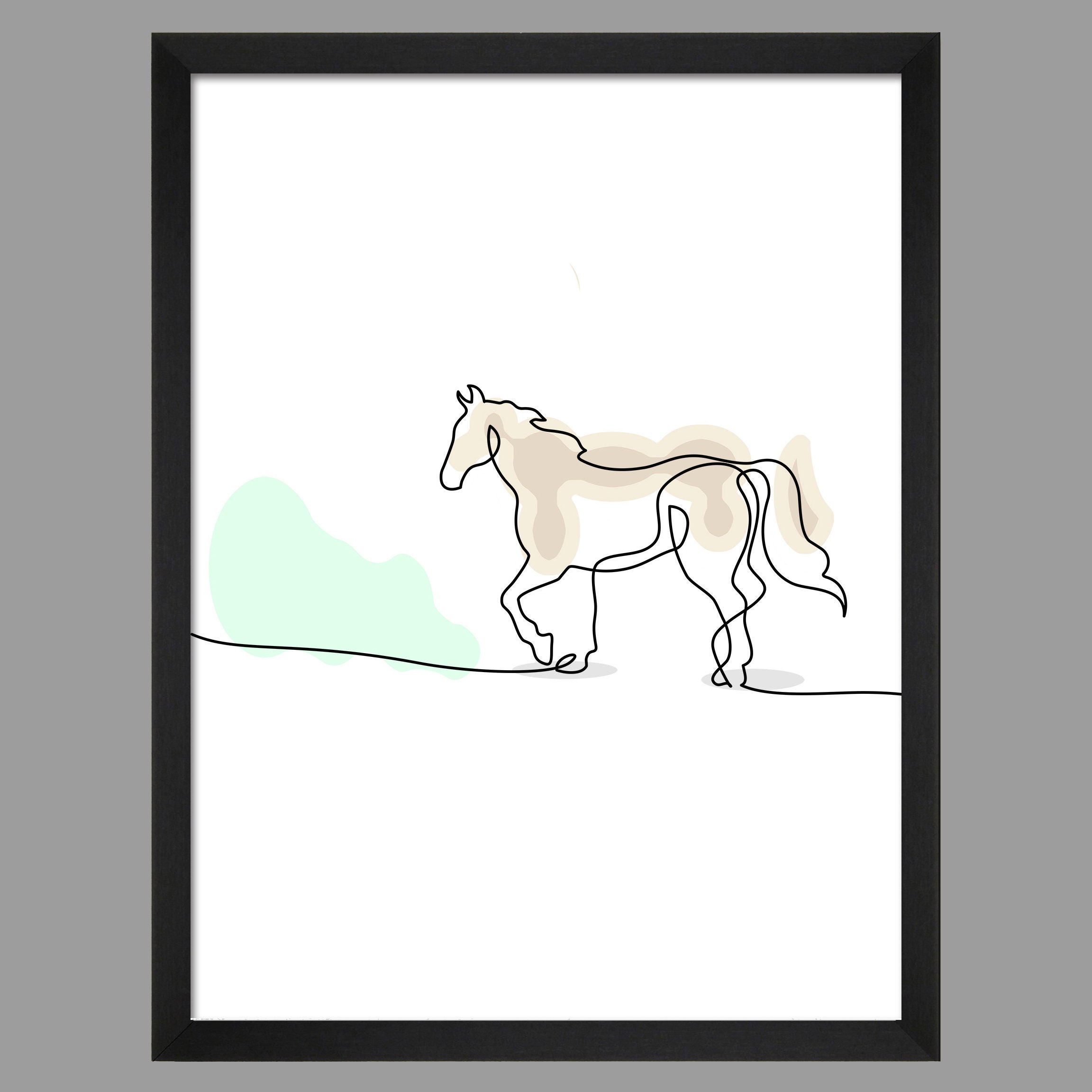 Walking Horse Single Line Art Minimalist Home Decor | Etsy