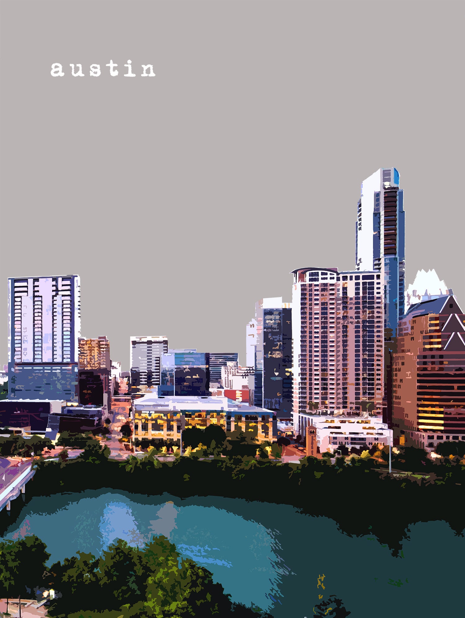 Austin TX City Wall Art Minimalist Home Decor Prints Etsy