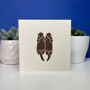 Handmade Papercut Otter Couple Card-Greeting Card-Otter Couple Card For Anniversary Engagement Wedding Valentines I Love You