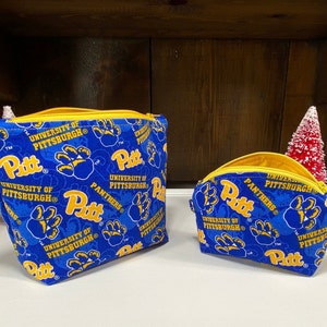 University of Pittsburgh Zippered Pouch with Matching Strap,  Coin Purse, Wristlet, Clutch, Keychain, Holiday Gift, Ready to Ship!