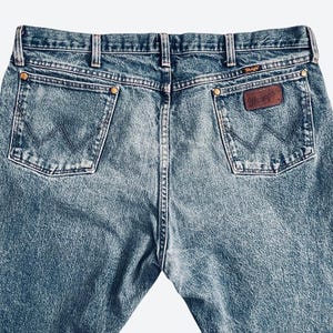 Vintage Wrangler Cowboy Cut PRCA Distressed Jeans Mens 40x30 Dark Stone Wash image 5