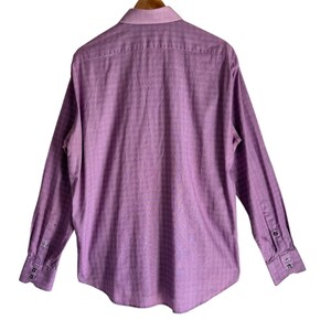 Vtg Robert Graham Houndstooth Flip Cuff Shirt Mens L/XL Cotton Purple image 4