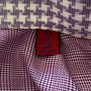 Vtg Robert Graham Houndstooth Flip Cuff Shirt Mens L/XL Cotton Purple image 8