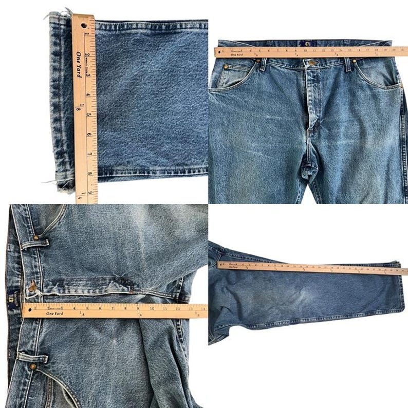 Vintage Wrangler Cowboy Cut PRCA Distressed Jeans Mens 40x30 Dark Stone Wash image 12