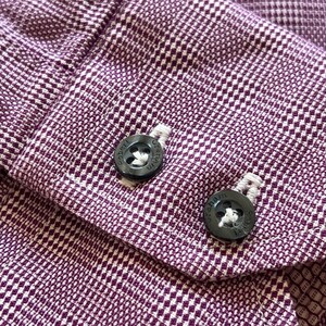 Vtg Robert Graham Houndstooth Flip Cuff Shirt Mens L/XL Cotton Purple image 10