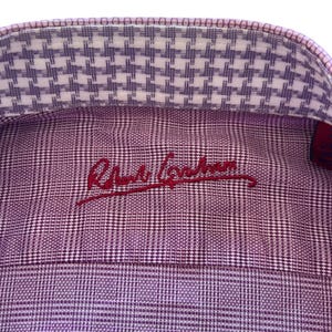 Vtg Robert Graham Houndstooth Flip Cuff Shirt Mens L/XL Cotton Purple image 5