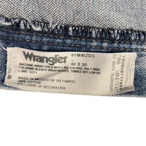 Vintage Wrangler Cowboy Cut PRCA Distressed Jeans Mens 40x30 Dark Stone Wash image 7