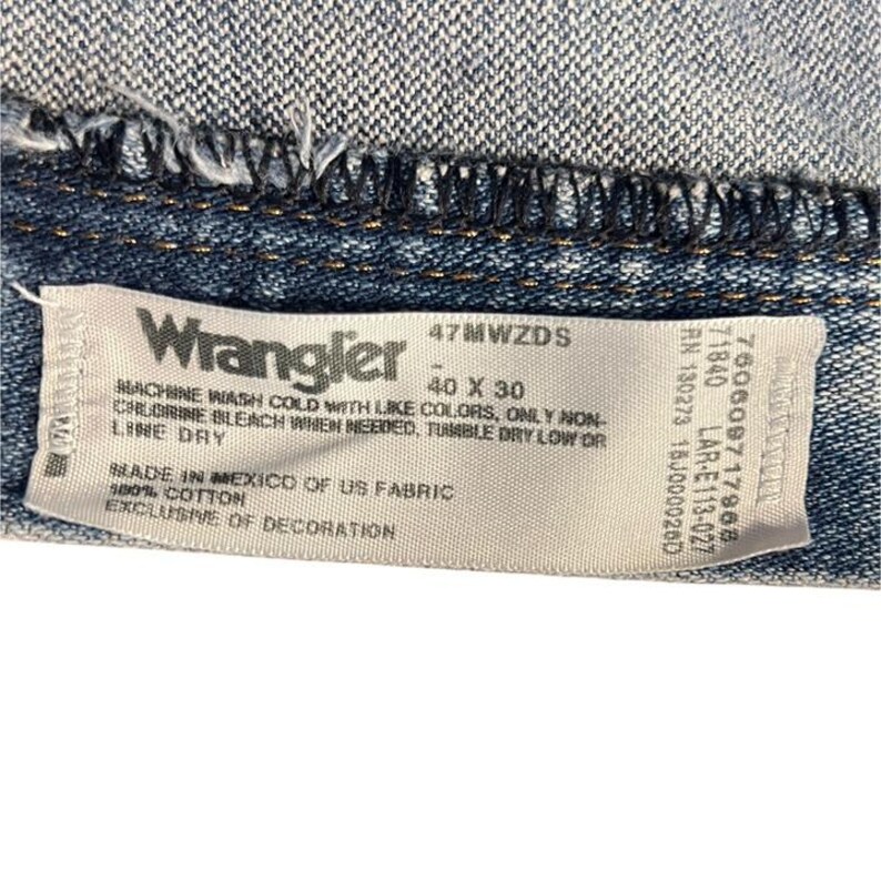 Vintage Wrangler Cowboy Cut PRCA Distressed Jeans Mens 40x30 Dark Stone Wash image 7