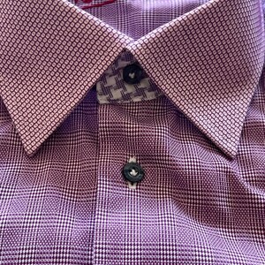 Vtg Robert Graham Houndstooth Flip Cuff Shirt Mens L/XL Cotton Purple image 11