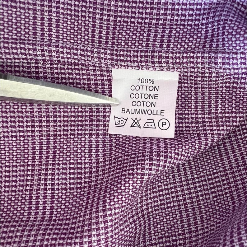 Vtg Robert Graham Houndstooth Flip Cuff Shirt Mens L/XL Cotton Purple image 9