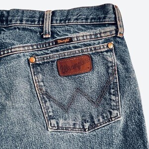 Vintage Wrangler Cowboy Cut PRCA Distressed Jeans Mens 40x30 Dark Stone Wash image 6