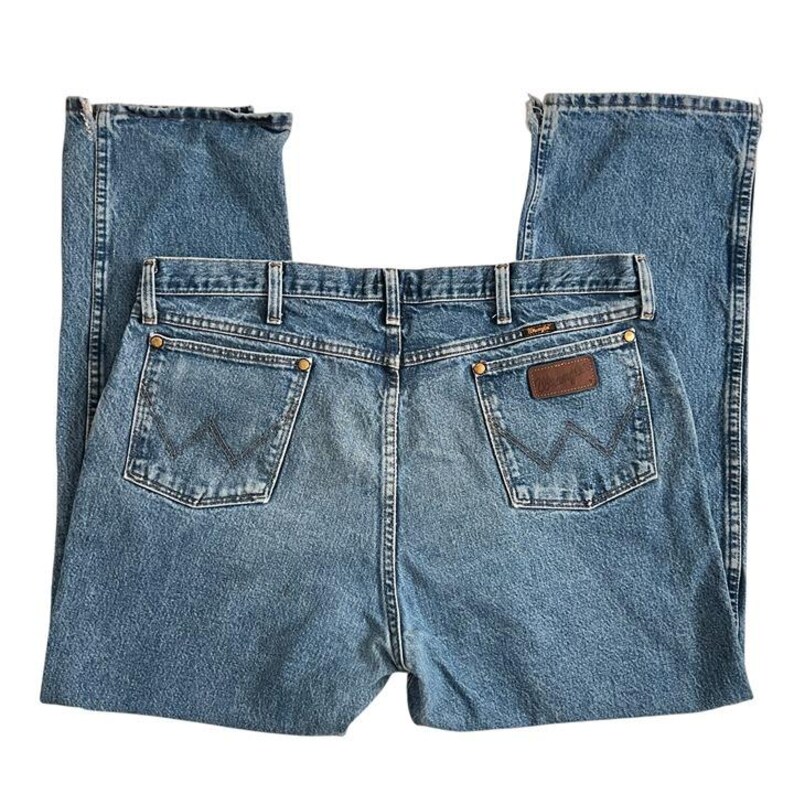 Vintage Wrangler Cowboy Cut PRCA Distressed Jeans Mens 40x30 Dark Stone Wash image 2