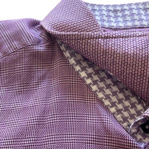Vtg Robert Graham Houndstooth Flip Cuff Shirt Mens L/XL Cotton Purple image 6